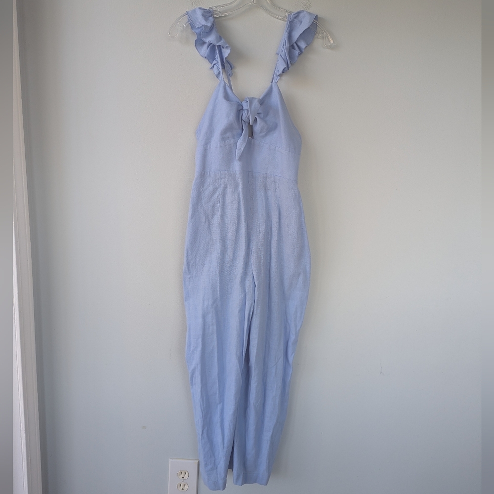 Zara Light Blue Ruffle-Strap Jumpsuit - Picture 6 of 11